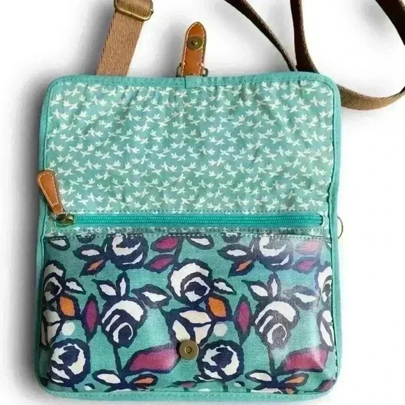 y2k floral rose mini messenger coated purse fossil artsy design buckle snap zip - Picture 6 of 9
